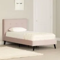 Upholstered Complete Platform Twin Bed Maliza - Pale Pink