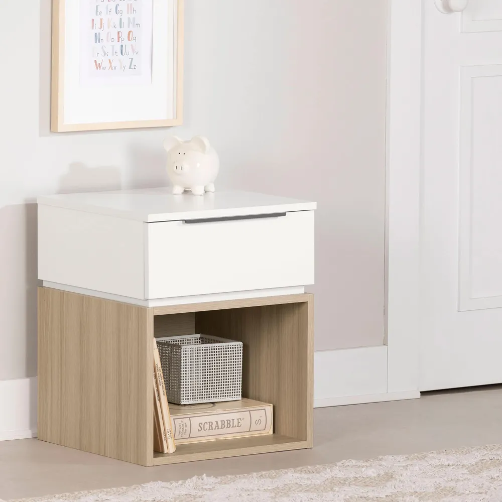 Nightstand - Hourra Soft Elm and White