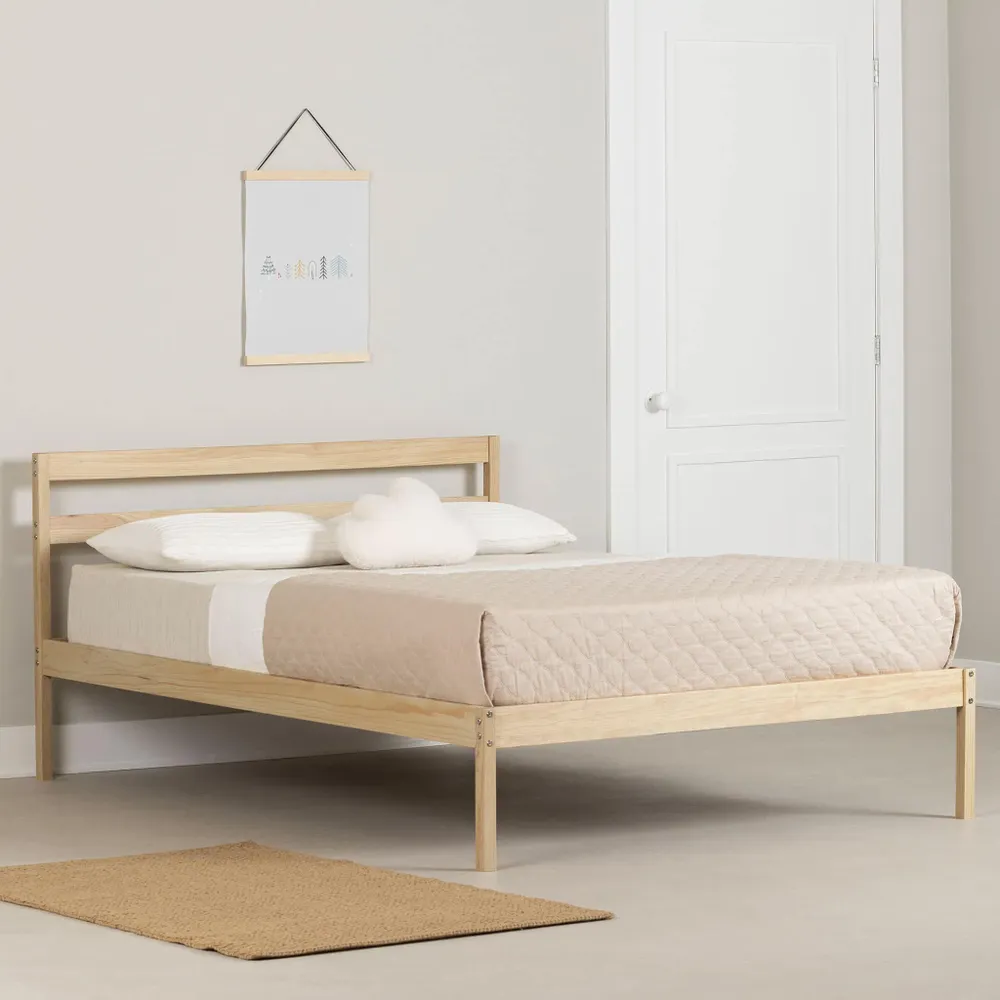 Wooden Double Bed - Sweedi Natural Wood