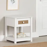 1-Drawer Nightstand - Bloom White and Faux Printed Rattan