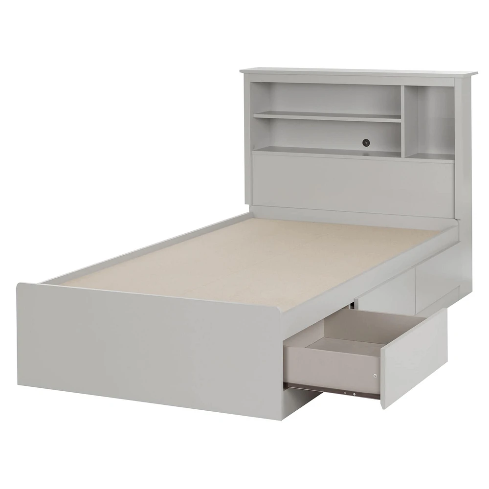 Twin Mates Bed With Bookcase Headboard Set