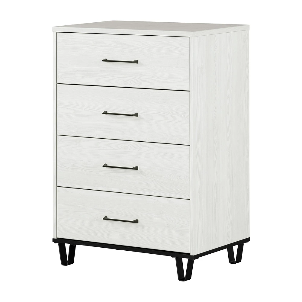 4-Drawer Chest - Arlen White Pine and Black Matte