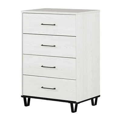 Commode 4 tiroirs - Arlen Pin blanc et Noir mat