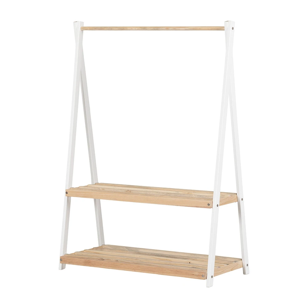 Clothes Rack with Storage Shelves - Sweedi White and Natural