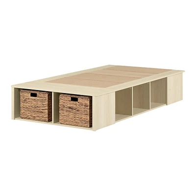 Twin Storage Bed with Baskets - Avilla Bleached Oak