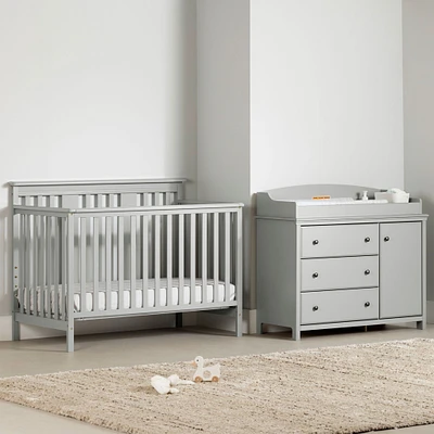 Baby Crib and Changing Table with Removable Changing Tray Set