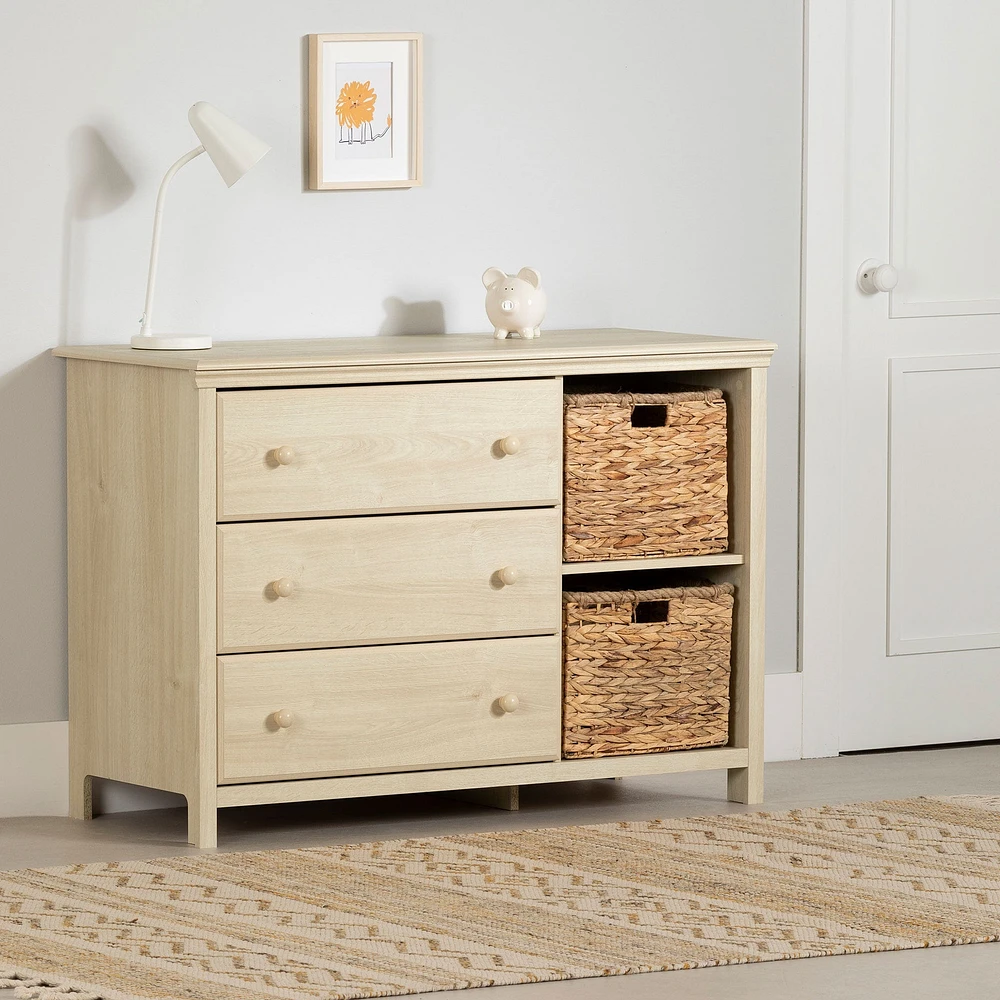 3-Drawer Dresser with Baskets - Cotton Candy Bleached Oak