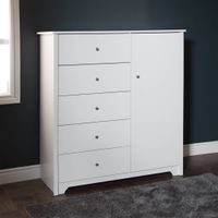 Vito Door Chest with 5 Drawers - Pure White