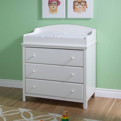 Cotton Candy Changing Table with Drawers - Pure White