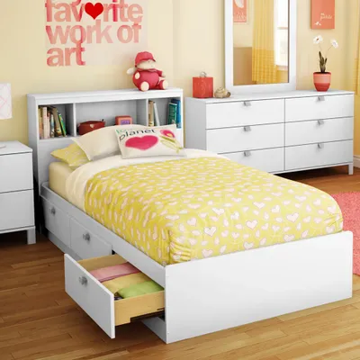 Storage Bed and Bookcase Headboard Set