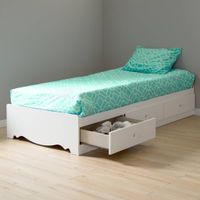 Crystal Mates Bed with 3 Drawers - Pure White