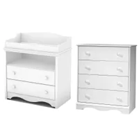 Changing Table and 4-Drawer Chest Set - Angel Pure White