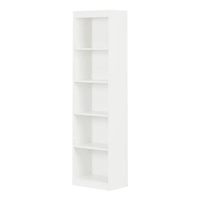 5-Shelf Narrow Bookcase - Axess Pure White