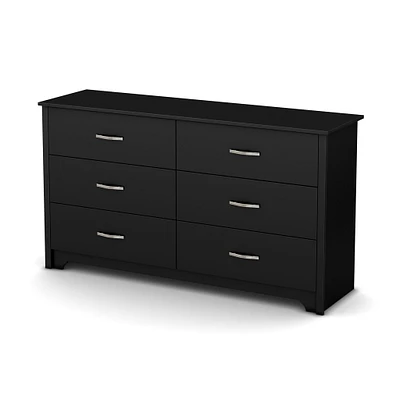 Bureau Double 6 Tiroirs - Fusion Noir Solide