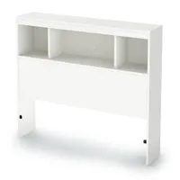 Litchi Twin Bookcase Headboard - Pure White