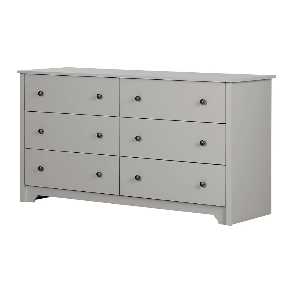 6-Drawer Double Dresser - Vito Soft Gray