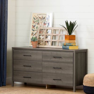 Gravity 6-Drawer Double Dresser - Gray Maple