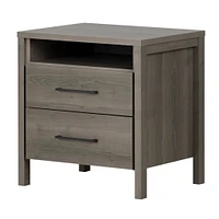 Gravity 2-Drawer Nightstand with Storage - Gray Maple