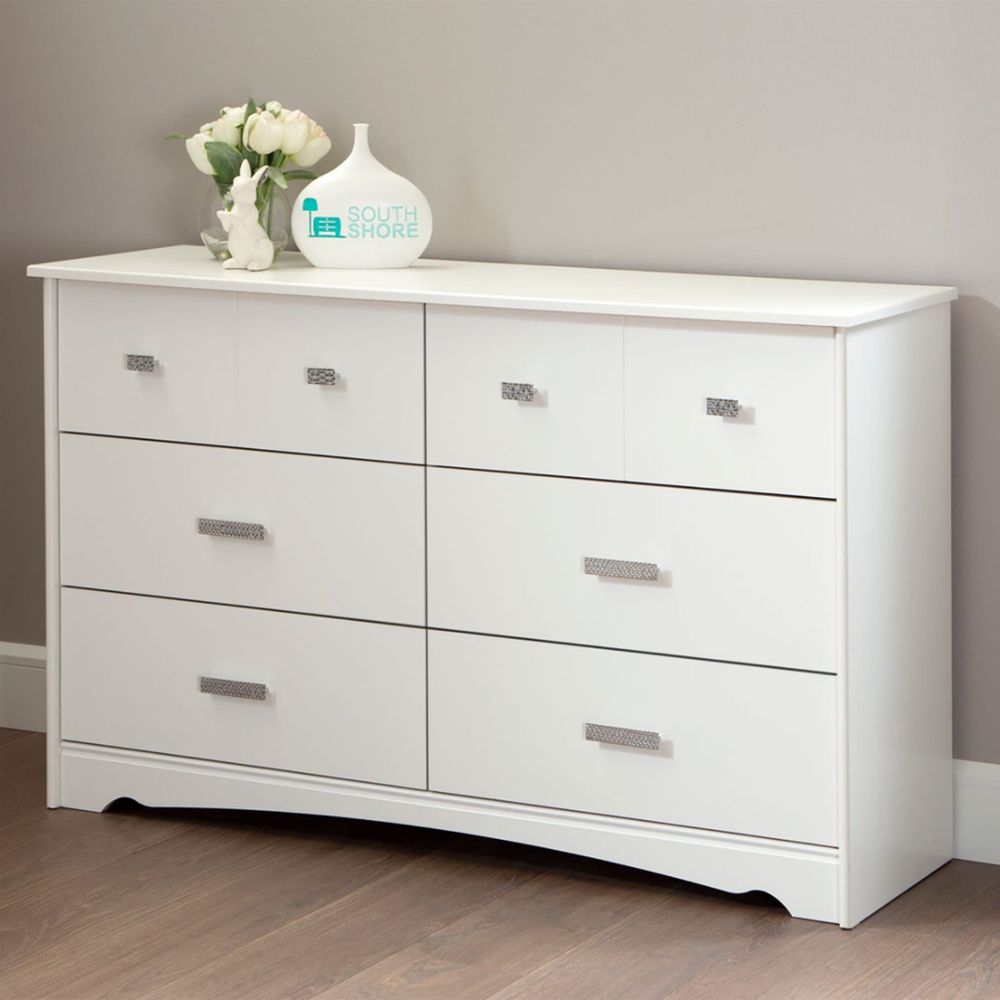 Tiara 6-Drawer Double Dresser - Pure White