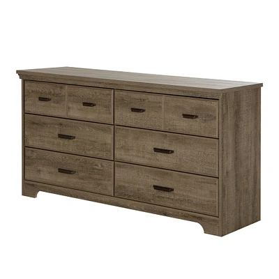 6-Drawer Double Dresser - Versa Weathered Oak