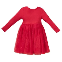 Ribbed Long Sleeves Tutu Dress 2-6y