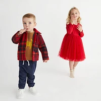 Ribbed Long Sleeves Tutu Dress 2-6y