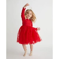 Ribbed Long Sleeves Tutu Dress 2-6y