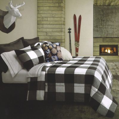 Twin Comforter Plaid - White