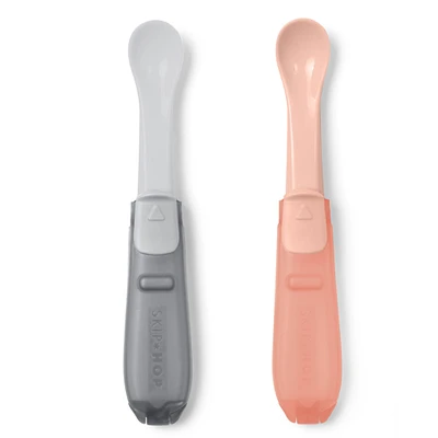 Easy-Feed Spoons Set (2) - Pink/Grey