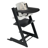 Chaise Haute Tripp Trapp® V2 + Coussin Gris avec Cabaret Stokke® - Noir