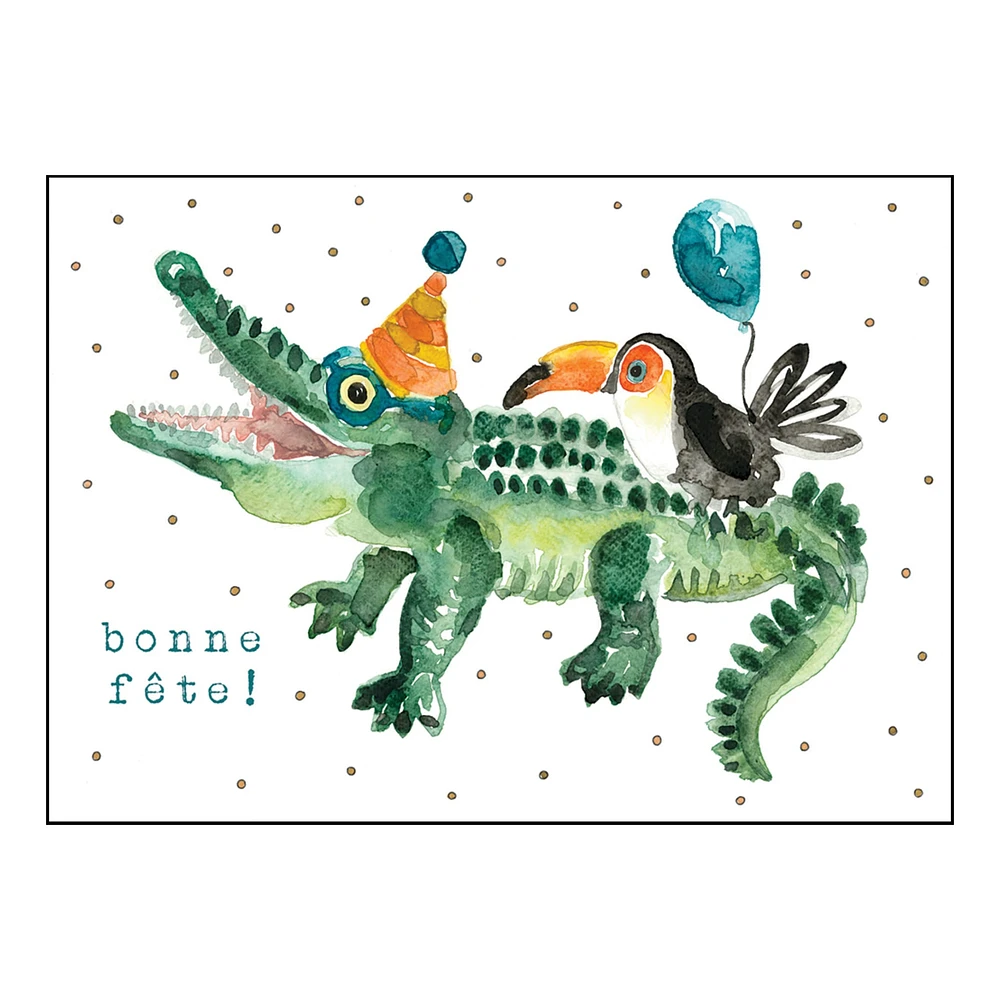 Carte de Souhait Bonne Fête Crocodile