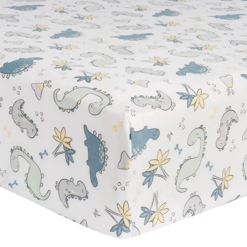 Little Dinos Deluxe Flannel Fitted Sheet