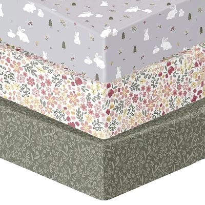 Flannel Crib Fitted Sheet (3) - Bunny