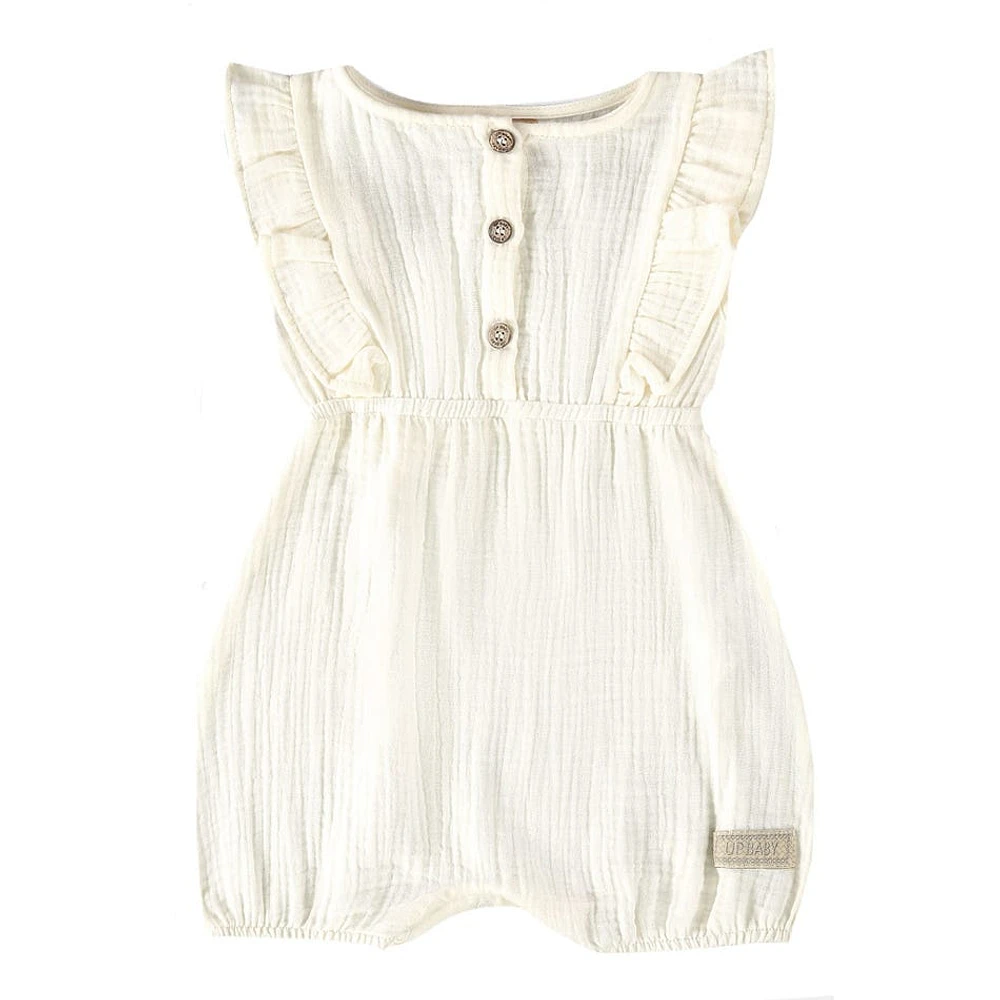 White Woven Romper 3-24m