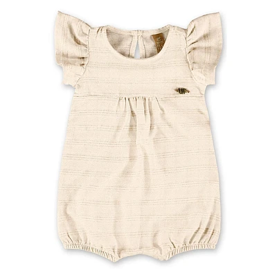 Beige Woven Romper 3-24m