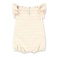 Beige Woven Romper 3-24m