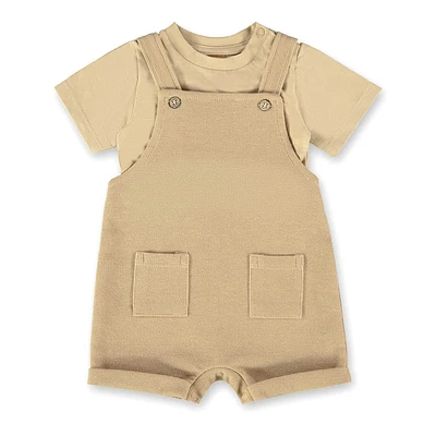 Ensemble de 2 Pièces Salopette Beige 3-24mois