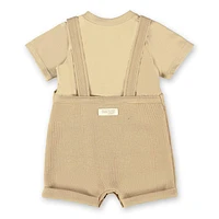 Beige Two Pieces Overall Set 3-24m