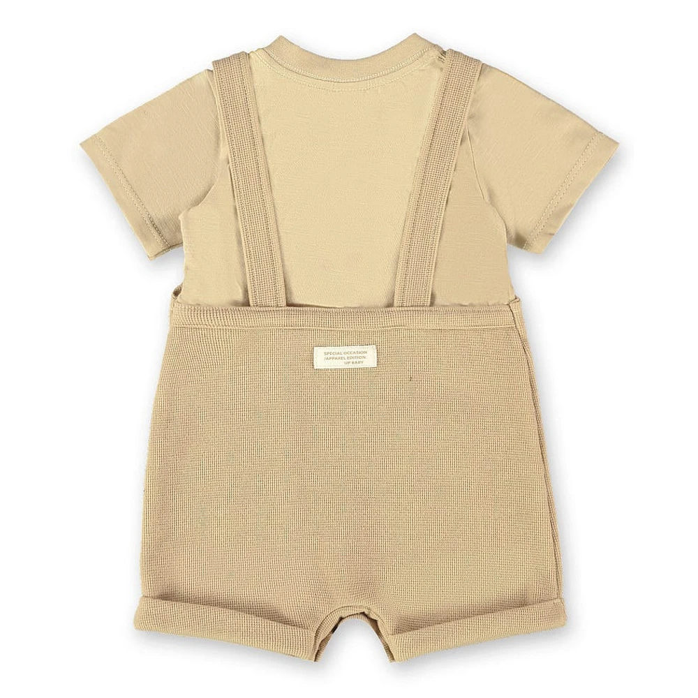 Ensemble de 2 Pièces Salopette Beige 3-24mois