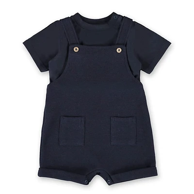 Navy Two Pieces Overall Set 3-24m