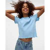 Lavender Short Sleeves Cropped Top 8-14y