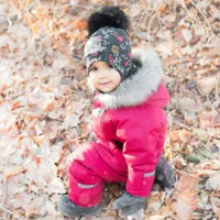 Floral Pompom Hat 0-24m