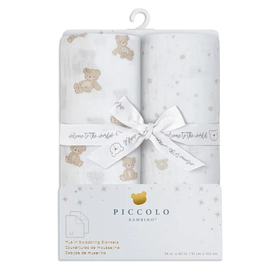 Couvertures Mousseline (2) - Ourson Beige
