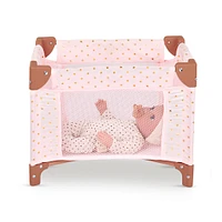 Folding Playpen for Baby Doll - Pink Stars