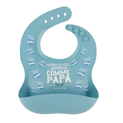 Bavoir Silicone Bleu - Comme Papa