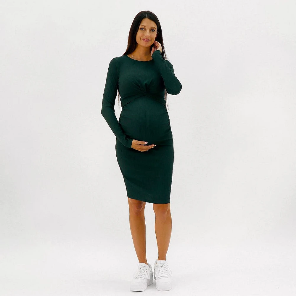 Emerald Nursing Rib Dress