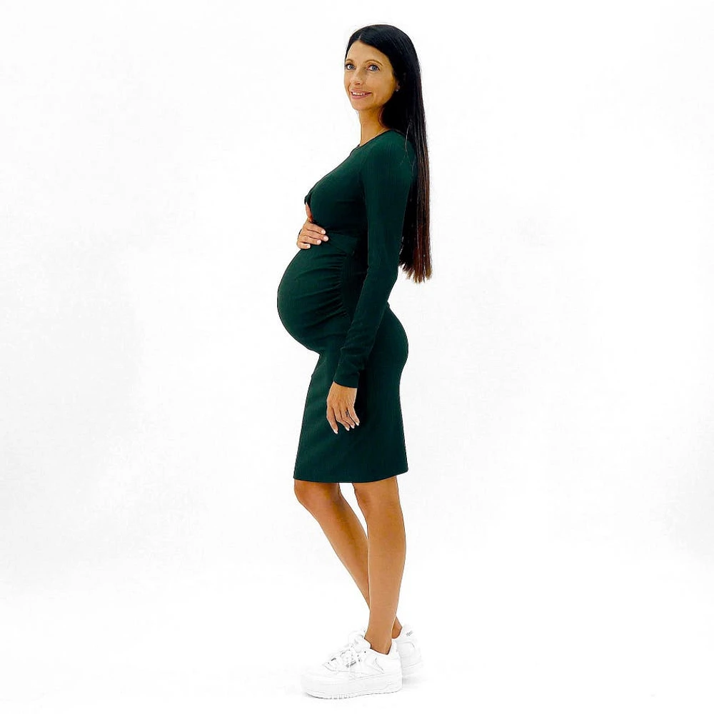 Emerald Nursing Rib Dress