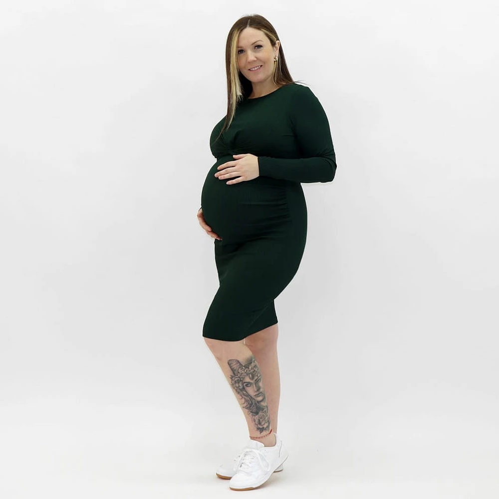 Emerald Nursing Rib Dress