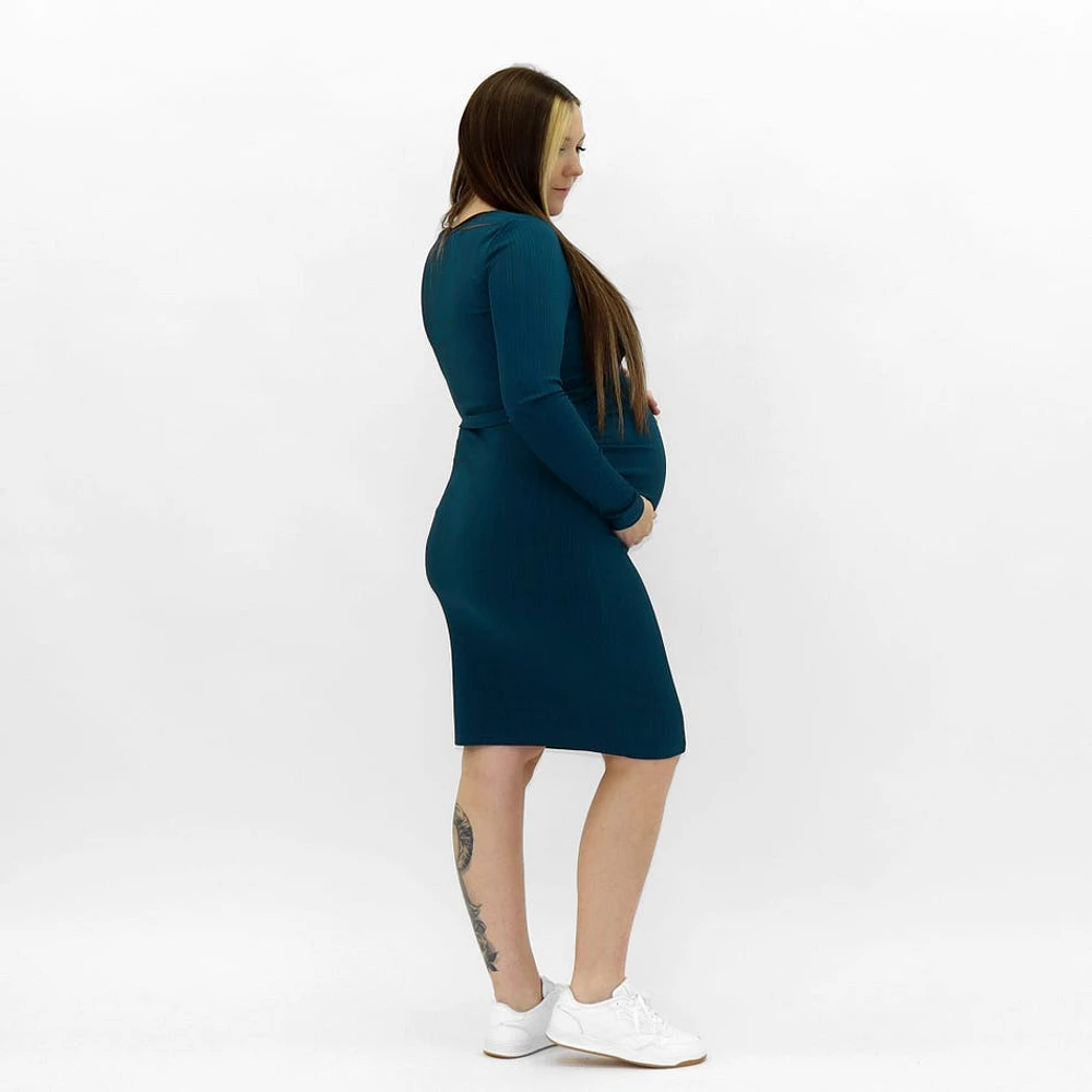 Teal Nursing Rib Dress