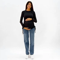 Black Maternity Rib Long Sleeves T-Shirt